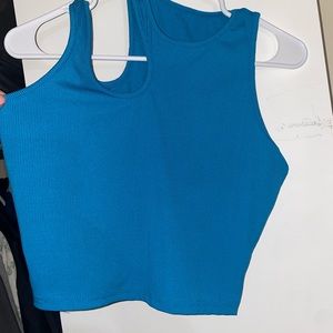 Cut Out Rib-knit Crop Tank Top